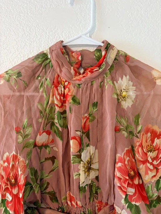 Anthropologie Floral Smocked Waist Maxi Dress - Blush Pink - Picture 5 of 8